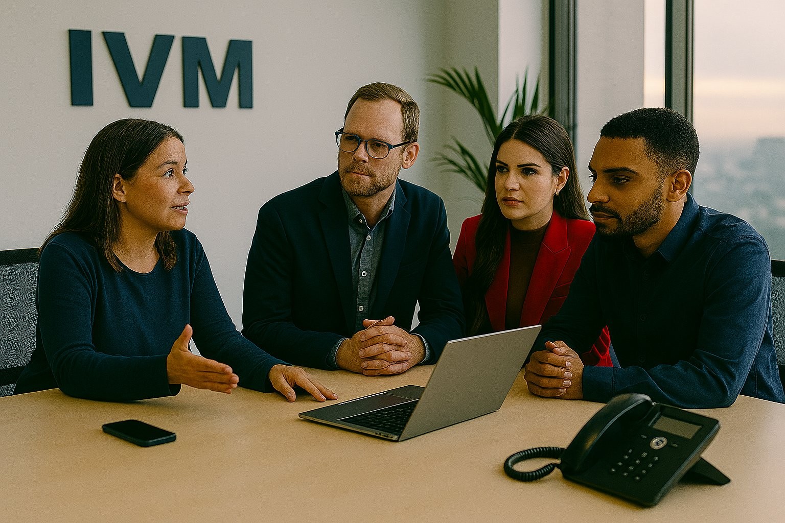 Equipe IVM em reunião colaborativa